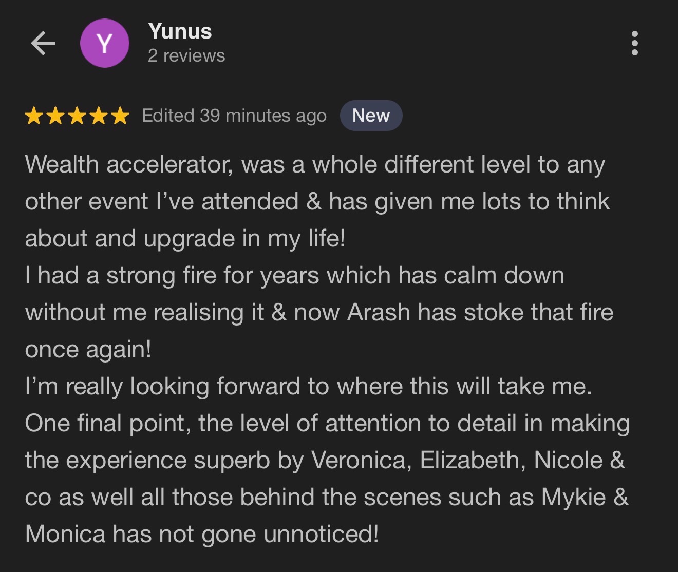 Client testimonial
