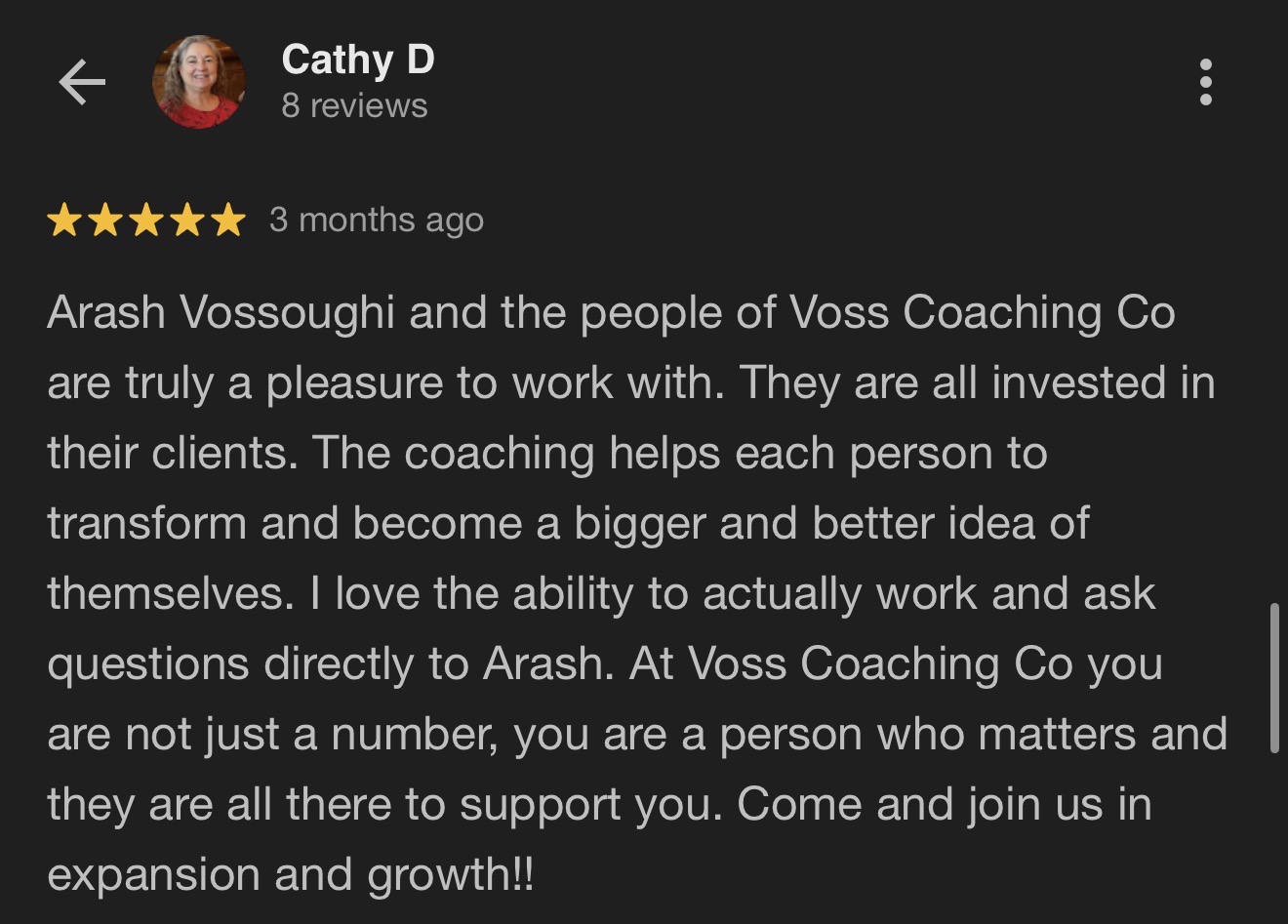 Client testimonial
